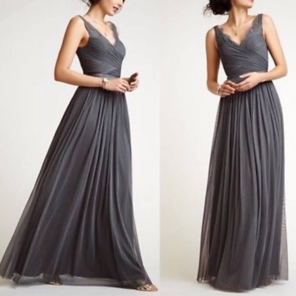 Bhldn grey bridesmaid dress
